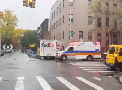 Madman steals FedEx truck on NYC street and goes on crash-filled joyride, then returns to scene to hijack ambulance