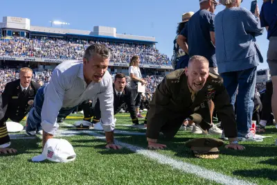 Pete Hegseth helps set world record at Navy football game for most people doing pushups at same time