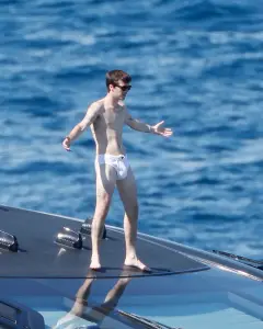Cruz Beckham mocks dad David’s famous skimpy Speedos look while vacationing on family’s yacht
