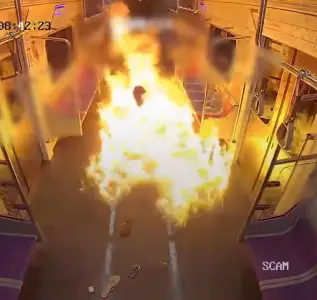 Terrifying moment firebug starts raging inferno in subway car — in a rage over his divorce
