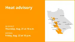 Update: Heat advisory issued for Bay Area inland regions for Thursday and Friday