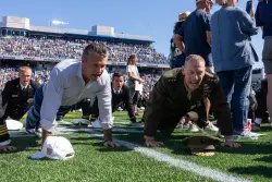 Pete Hegseth helps set world record at Navy football game for most people doing pushups at same time